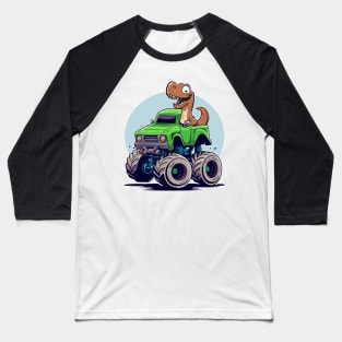 Dinosaur Monster Truck Baseball T-Shirt